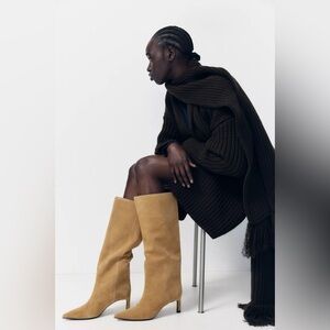 Zara Split Leather Heeled Boots